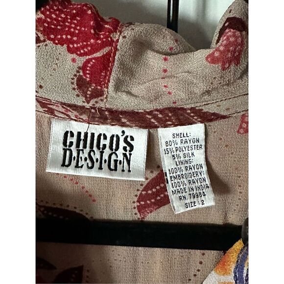 Chico’s Design‎ Hooded Zippered Jacket Womens 2 (L) Cottagecore Floral - Picture 2 of 14